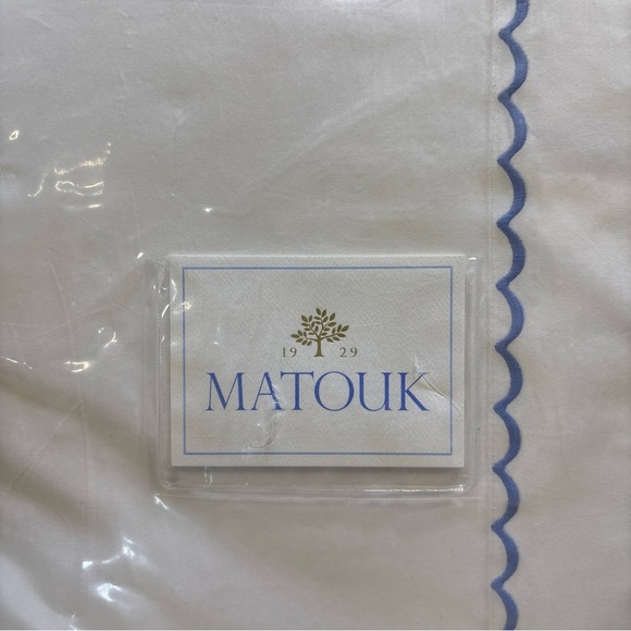 MATOUK Astrid Cotton Duvet Cover Set. Color: white/Azure, Full/Queen - Picture 2 of 3